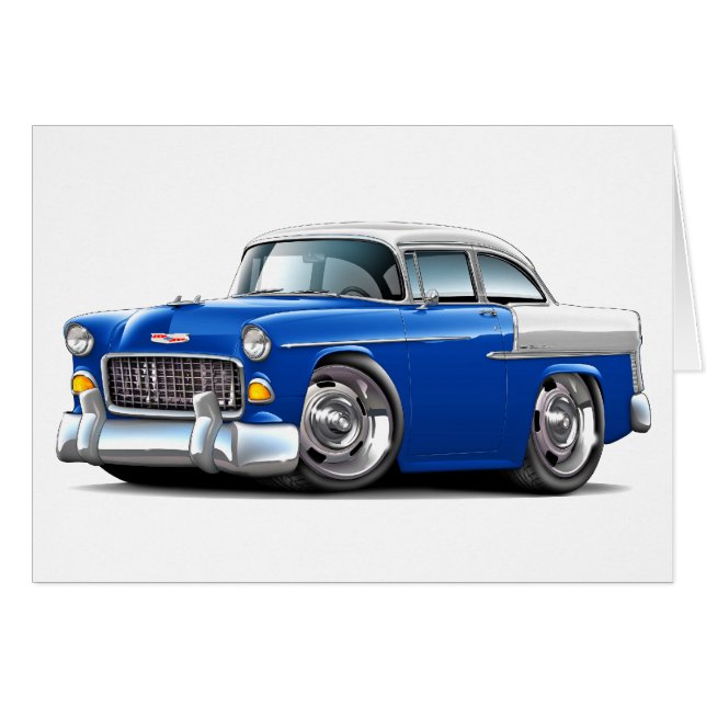 Voiture 1955 Bleu-Blanche de Chevy Belair (Devant horizontal)