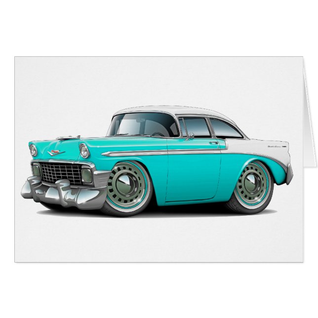 Voiture 1956 Turquoise-Blanche de Chevy Belair (Devant horizontal)