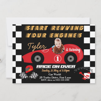 Voiture 1er Anniversaire Invitation Boys