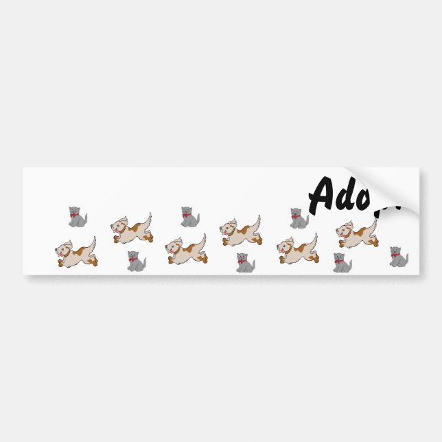 Voiture Autocollant de bumper Chien Chaton Adopté (Devant)