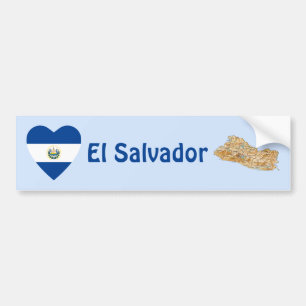 Voiture Autocollant de choc El Salvador Drapeau Cœur + Car