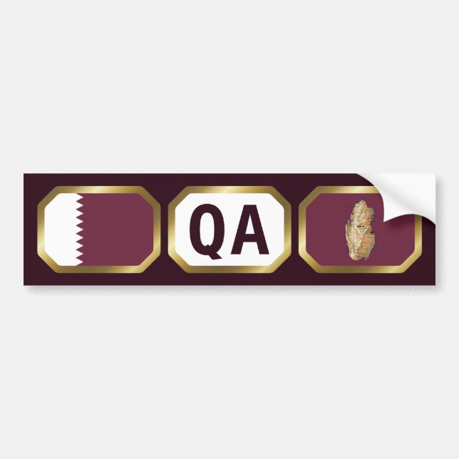 Voiture Autocollant de choc Qatari Drapeau Carte Code (Devant)