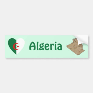Voiture Autocollant de drapeau algérien en forme de cœur e