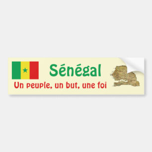 Voiture Autocollant de drapeau + carte du Sénégal