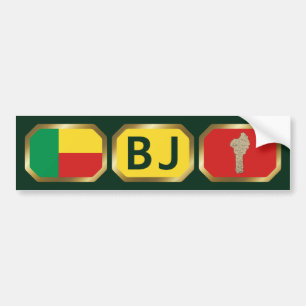 Voiture Autocollant de drapeau de carte de code du Bénin