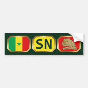 Voiture Autocollant de drapeau du Sénégal sur la carte