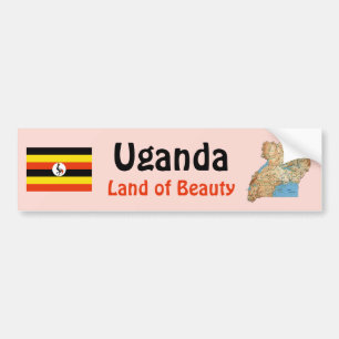 Voiture Autocollant de drapeau et de carte de l'Ouganda