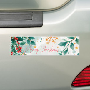 Voiture Autocollant de pare-chocs de Noël Joyeux Aquarelle