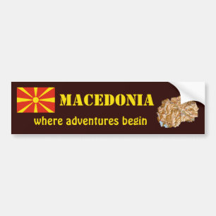 Voiture Autocollant de pare-chocs Drapeau + Carte de Macéd