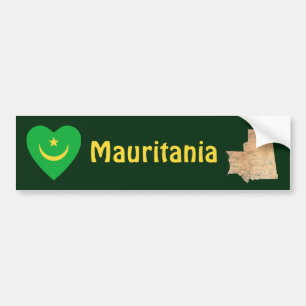 Voiture Autocollant de pare-chocs Mauritanie Drapeau Cœur 
