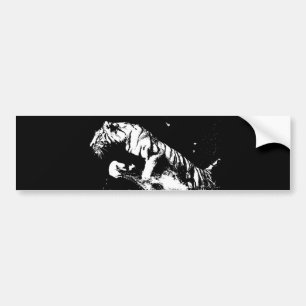 Voiture Autocollant de pare-chocs Pop Art Tigre Noir et Bl