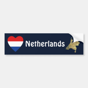 Voiture Autocollant Drapeau des Pays-Bas en forme de cœur