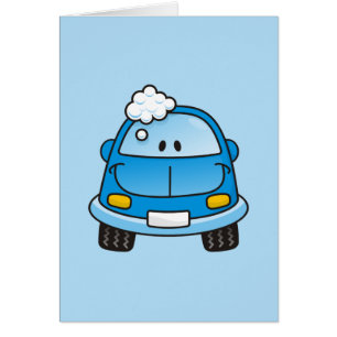 Voiture bleue avec bulles