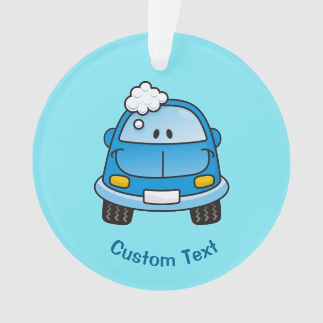 Voiture bleue avec ornement de bulles (devant)