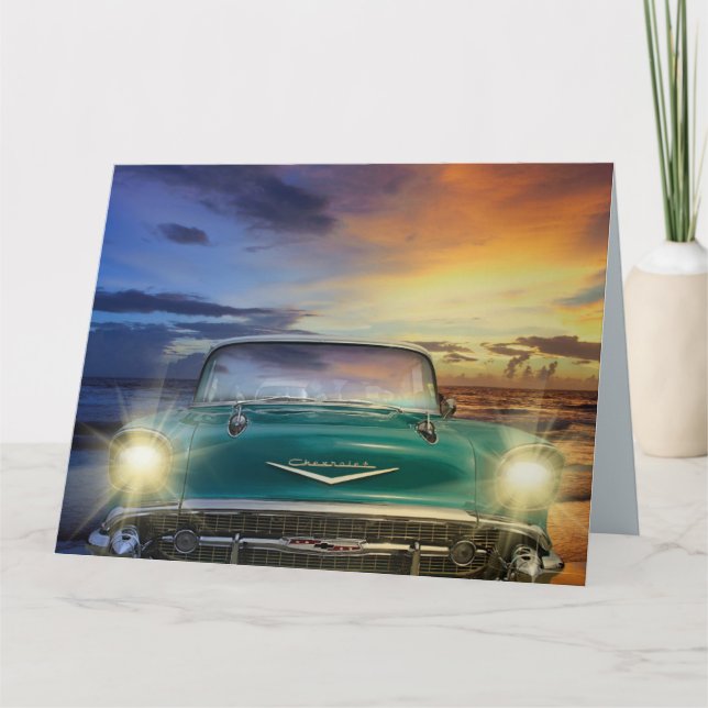 VOITURE CALSSIQUE BLEU POUR LUI CARTES D'ANNIVERSA (Devant)