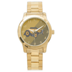 Voiture convertible Vintage jaune, Grande montre o