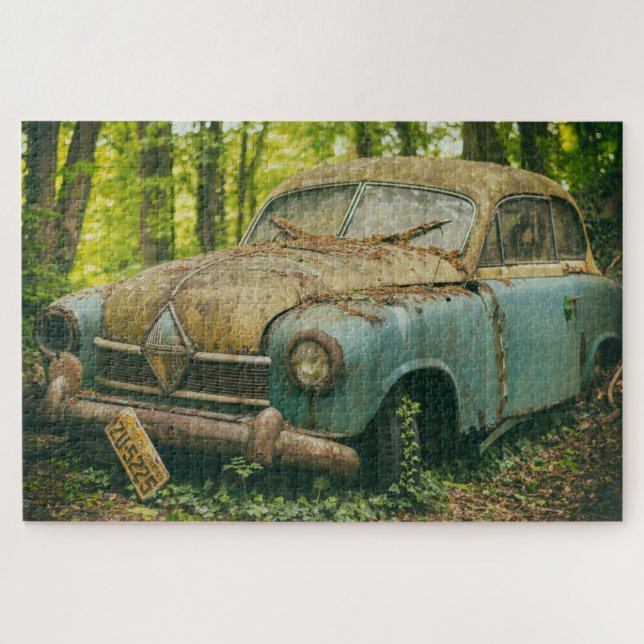voiture dans le puzzle des bois (Horizontal)