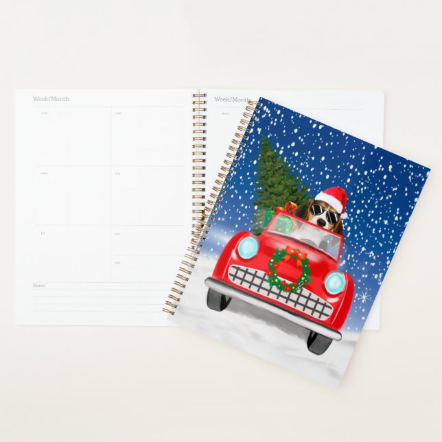 Voiture De Conduite De Chien beagle En Noël De Nei (Devant avec enveloppe)
