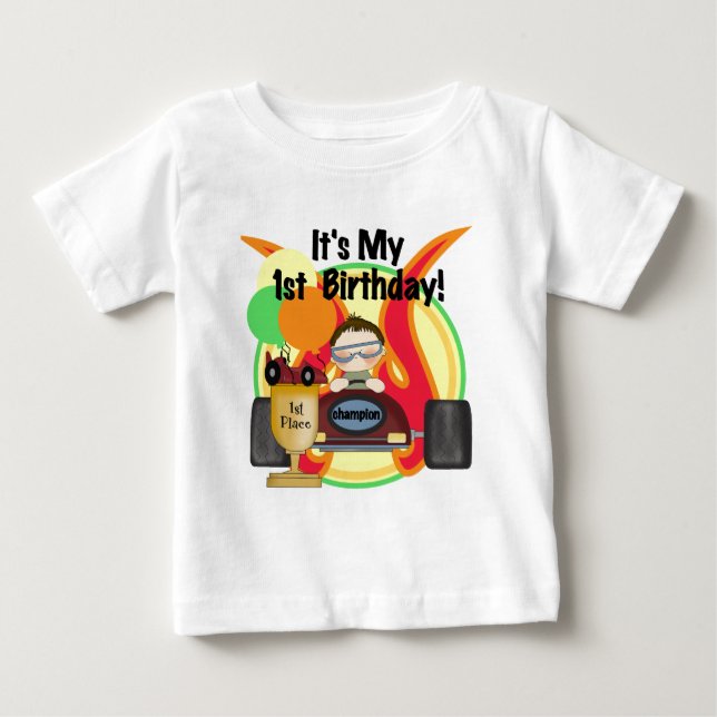 Voiture de course 1er Anniversaire Tshirts et cade (Devant)