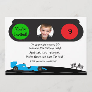 Voiture de course, feu de circulation Invitation p