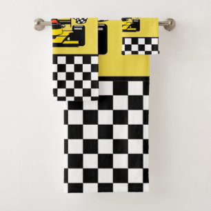 Voiture de course jaune : Drapeau de contrôleur