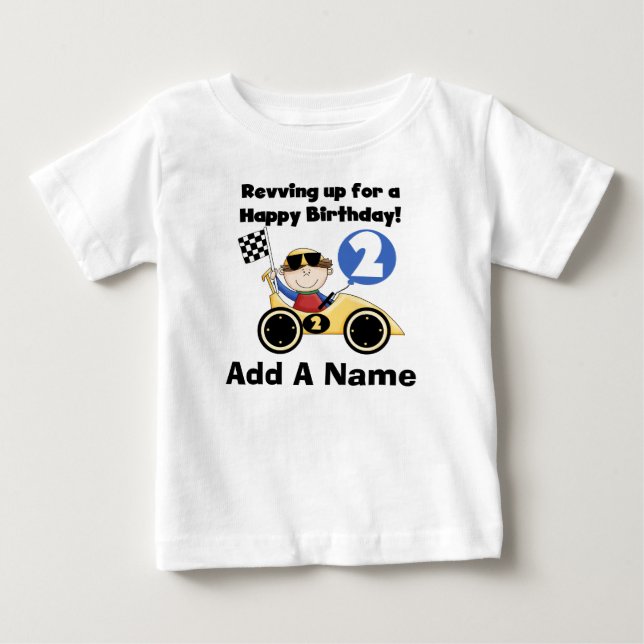Voiture de course Jaune Personnalisée 2e Tshirt An (Devant)