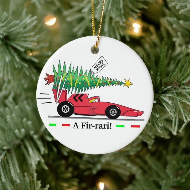 Voiture de course Joyeux Noël Ornement (Arbre)