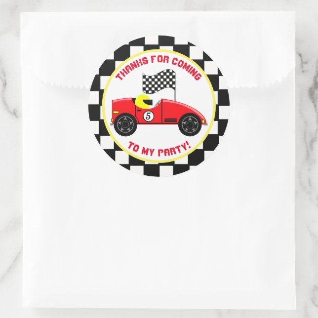 Voiture de course Stickers de fête d'anniversaire  (Sac)