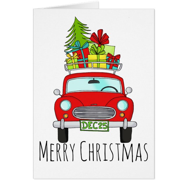 Voiture de Noël classique Joyeuse avec cadeaux (Devant)