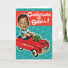 Voiture de pédale de jouets vintage Cartes de Noël
