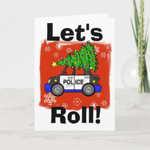 Voiture de police avec la carte d'arbre de Noël Cu
