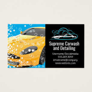 Voiture de sport jaune   Bulles   Logo de nettoyag