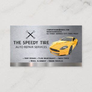 Voiture de sport jaune   Carte de visite atelier d