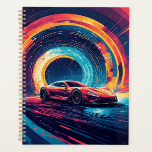 Voiture de sport vibrante dans un art abstrait dyn