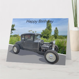 Voiture Hot Rod à la campagne, carte d'anniversair