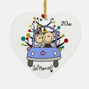 Voiture mariage 1er Noël Ornement cardiaque