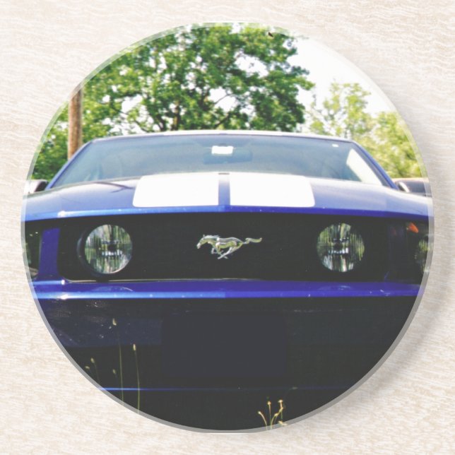 Voiture musculaire - Dessous de verre bleu (Devant)