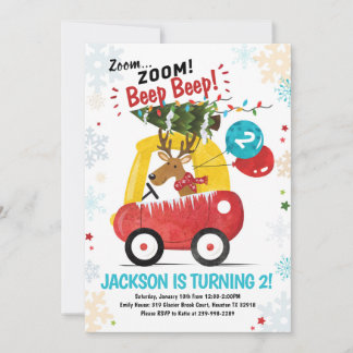 Voiture Noël Anniversaire Invitation Garçons Invit