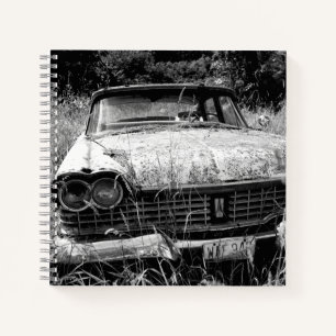 Voiture Plymouth abandonnée Photo 8.5x8.5 Carnet