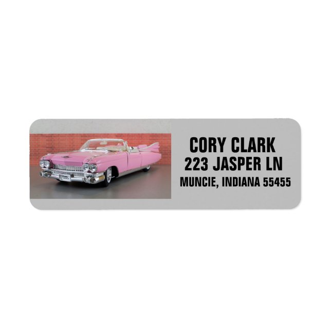 VOITURE ROSE CLASSIQUE AVEC ÉTIQUETTES D'ADRESSE D (Devant)