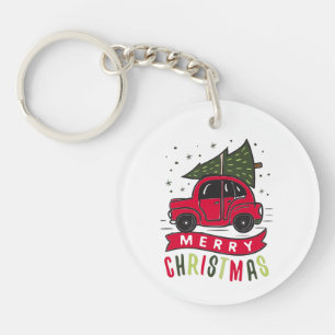 Voiture rouge de Noël arbre festif Joyeux Noël Col