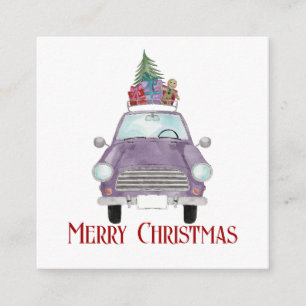 Voiture Vintage avec Cadeaux de Noël Carte de vaca