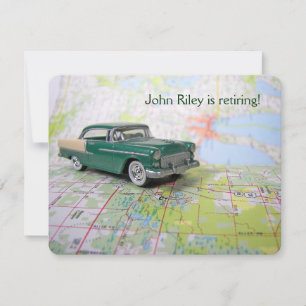 Voiture Vintage sur carte Retraite