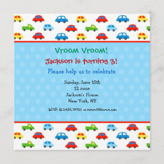 Voitures Camions Invitations à la fête d'anniversa