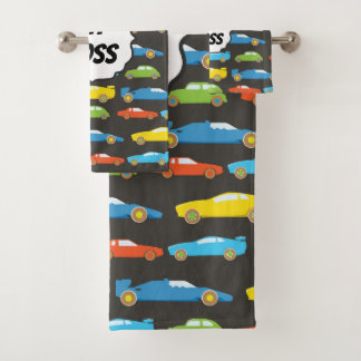 Voitures de course colorées sur fond personnalisé 