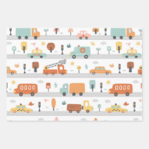 Voitures et bateaux Wrapper Papier pour enfants