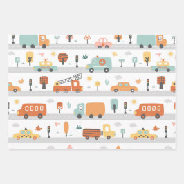 Voitures et bateaux Wrapper Papier pour enfants