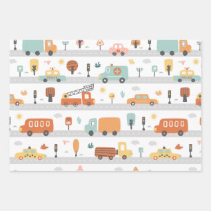 Voitures et bateaux Wrapper Papier pour enfants