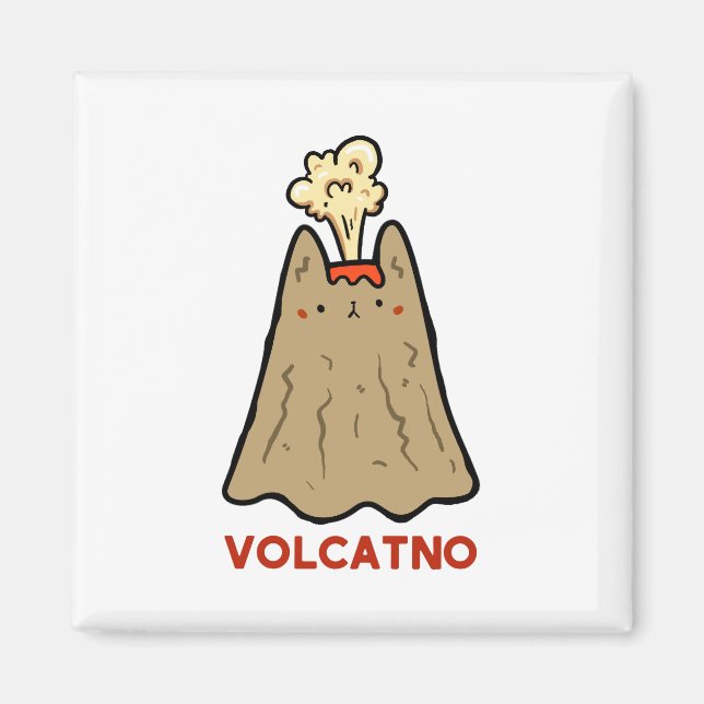 Vol-cat-no Niedlich Cat Pun Magnet (Vorne)