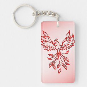 Vol d'un Phénix rouge sur fond rose